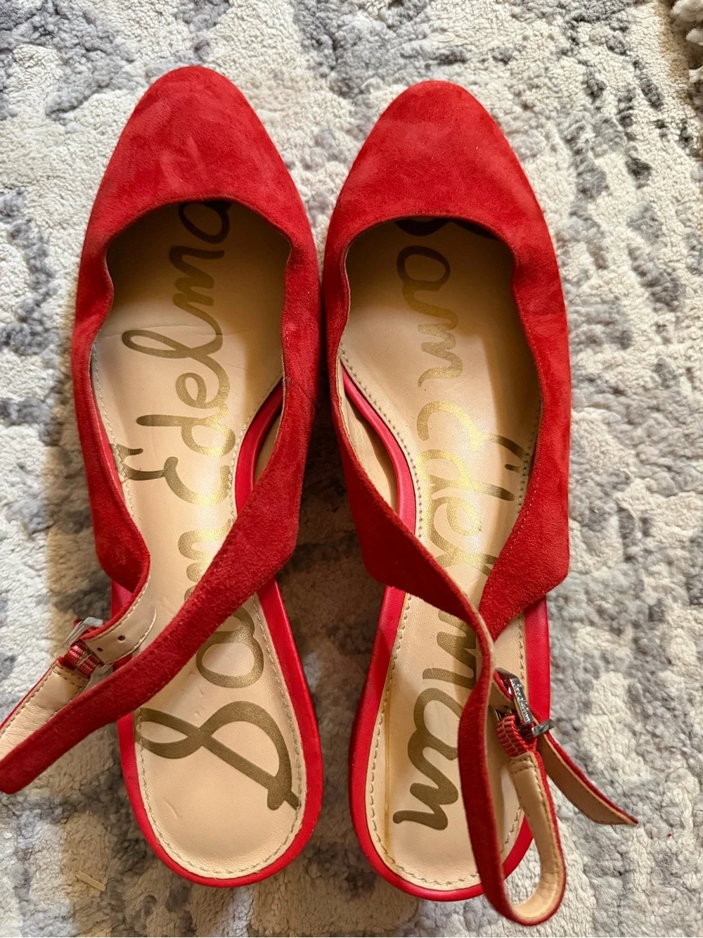 Sam Edelman Red Suede Pointed Toe Slingback Flats